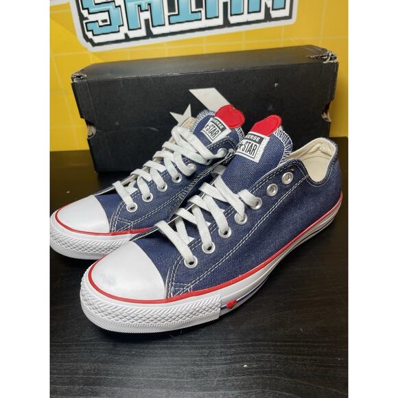 CONVERSE ALL STAR Men's 9 Women's 11 Denim Blue Heart Shoes 163308F - Picture 1 of 8